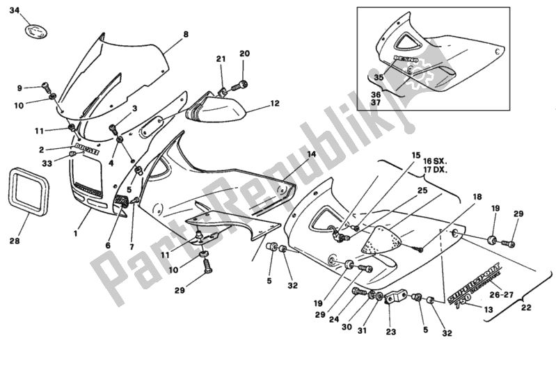 Todas las partes para Medio Carenado de Ducati Supersport 750 SS 1991